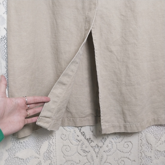 Hemp Cargo Midi Skirt Natural Beige Shell Button Slubbed Fabric M Of the Earth - Picture 4 of 9